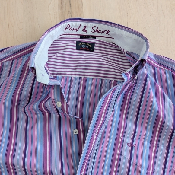 🦈Paul & Shark Purple and Blue Casual Button Down Shirt🇮🇹 - Picture 2 of 13